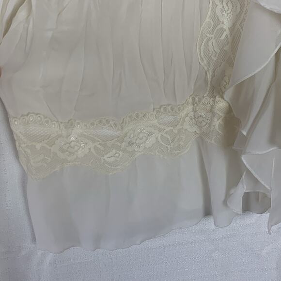 White stag 90s women's 16 18 xl white flutter collar peter pan vintage sheer lac - Picture 6 of 11